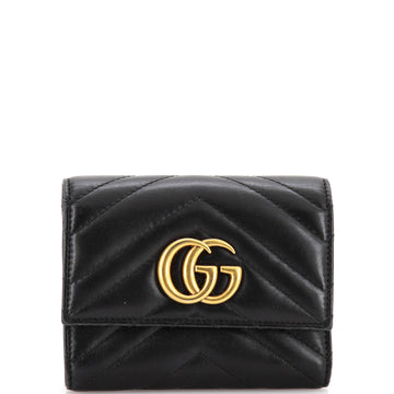 Gucci GG Marmont Trifold Wallet Matelasse Leather Compact