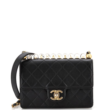 Chanel Chic Pearls Flap Bag Quilted Goatskin with Acrylic Beads Small