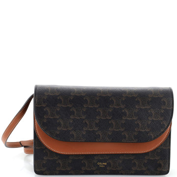 Celine Wallet on Strap Triomphe Coated Canvas