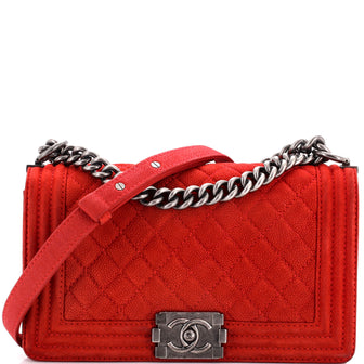 Chanel Boy Flap Bag Quilted Matte Caviar Old Medium