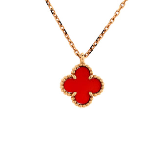 Van Cleef & Arpels Sweet Alhambra Pendant Necklace 18K Rose Gold and Carnelian