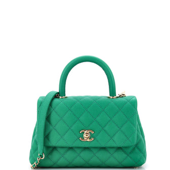 Chanel Coco Top Handle Bag Quilted Caviar Mini