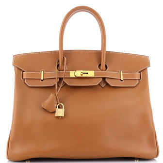 Hermes Birkin Handbag Brown Courchevel with Gold Hardware 35