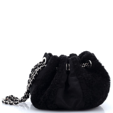 Chanel Sac Cordon Shoulder Bag Satin and Shearling Medium