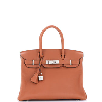 Hermes Birkin Handbag Brown Novillo with Palladium Hardware 30