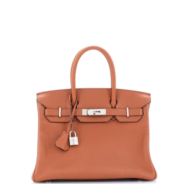 Hermes Birkin Handbag Brown Novillo with Palladium Hardware 30