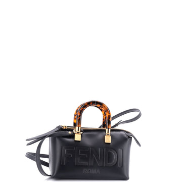 Fendi Logo By The Way Top Handle Bag Embossed Leather Mini