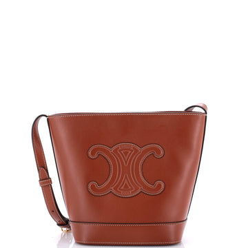 Celine Cuir Triomphe Bucket Bag Leather Small