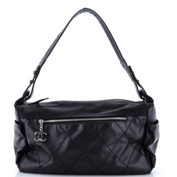 Chanel Biarritz Hobo Quilted Coated Canvas Large
