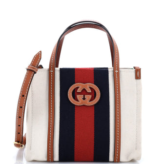 Gucci Interlocking G Web Tote Canvas Small