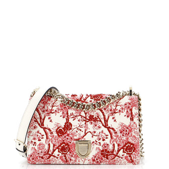 Christian Dior Toile de Jouy Diorama Flap Bag Printed Embroidered Leather Small