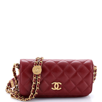 Chanel Twist Your Buttons Flap Clutch with Chain Quilted Caviar