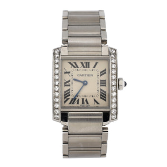 Cartier Tank Francaise Quartz Watch Stainless Steel with Diamond Bezel 25