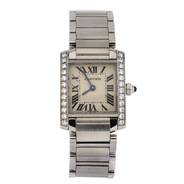 Cartier Tank Francaise Quartz Watch Stainless Steel with Diamond Bezel 20