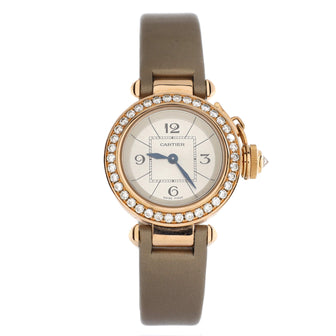 Cartier Miss Pasha Quartz Watch Rose Gold and Satin with Diamond Bezel 27