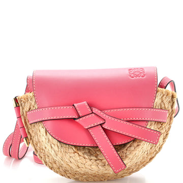 Loewe Gate Shoulder Bag Leather and Straw Mini