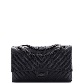 Chanel So Black Reissue 2.55 Flap Bag Chevron Aged Calfskin 226