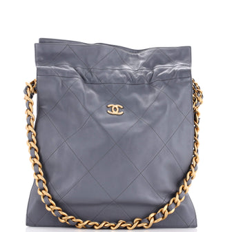 Chanel CC Chain Drawstring Shopping Bag Quilted Lambskin Large