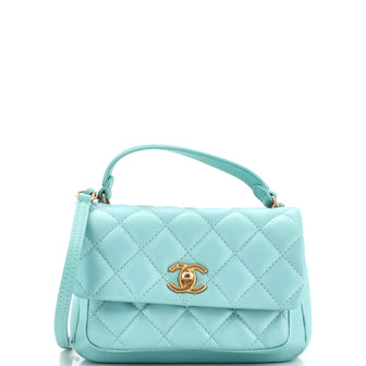 Chanel Front Pocket Top Handle Flap Bag Quilted Calfskin Mini