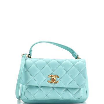 Chanel Front Pocket Top Handle Flap Bag Quilted Calfskin Mini