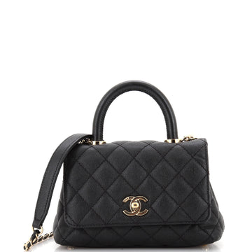 Chanel Coco Top Handle Bag Quilted Caviar Extra Mini