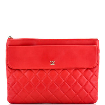 Chanel O Case Flap Clutch Quilted Lambskin Medium