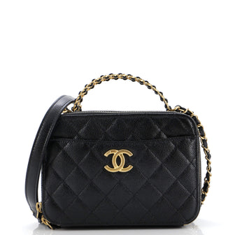 Chanel Pick Me Up Logo Handle Vanity Case Quilted Caviar Small