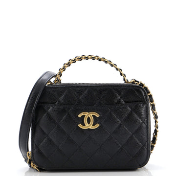 Chanel Pick Me Up Logo Handle Vanity Case Quilted Caviar Small