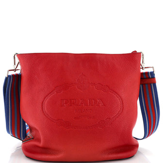 Prada Logo Bucket Messenger Bag Vitello Phenix Medium