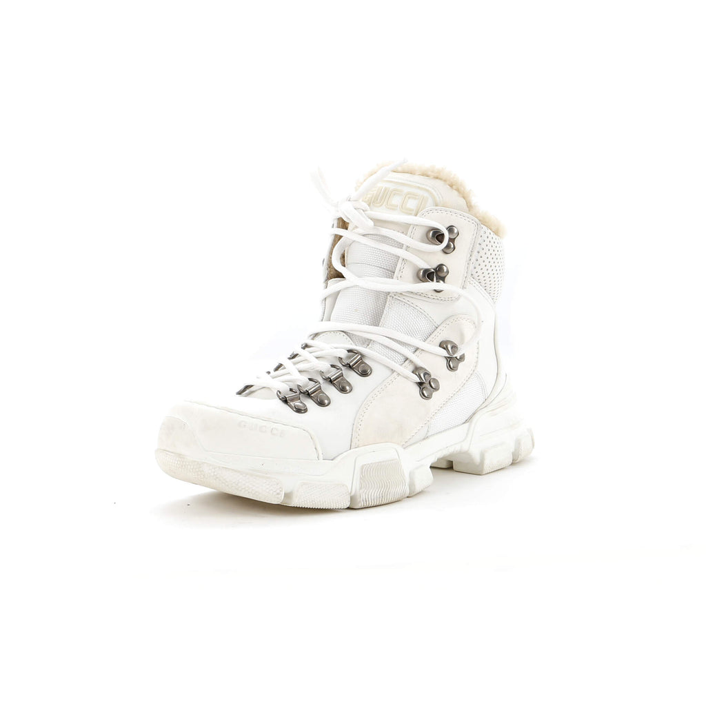 Gucci Flashtrek Hiking Boots GG Canvas and Suede with Shearling 295205