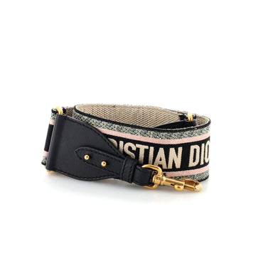 Christian Dior Logo Shoulder Strap Embroidered Canvas