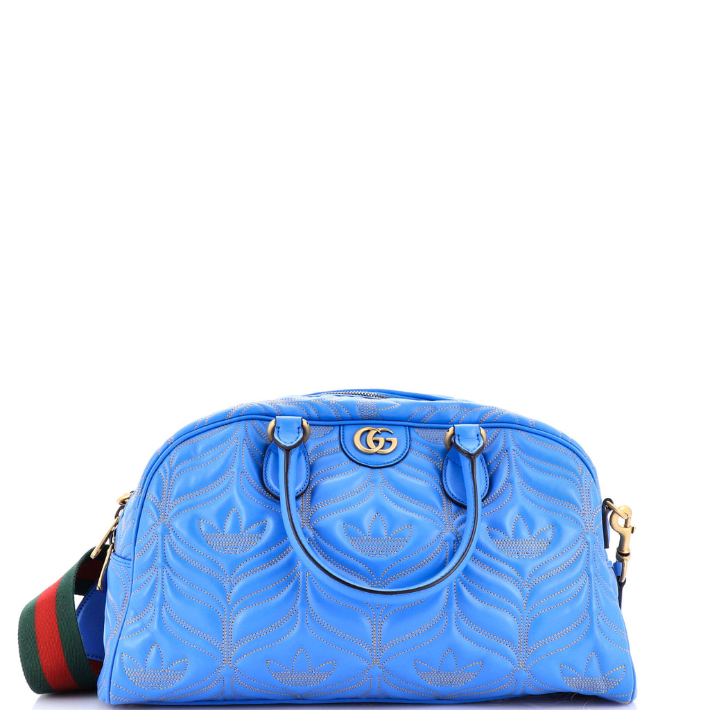 Gucci x adidas Duffle Bag Quilted Leather Medium Blue 2952511