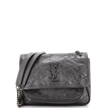 Saint Laurent Niki Chain Flap Bag Matelasse Chevron Leather Baby
