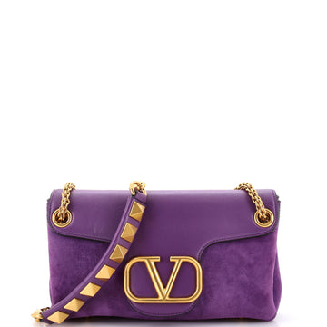 Valentino Garavani Stud Sign Shoulder Bag Leather and Suede