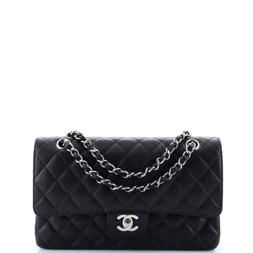 Chanel Vintage Classic Double Flap Bag Quilted Caviar Medium