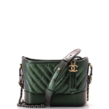 Chanel Gabrielle Hobo Chevron Metallic Aged Calfskin Small