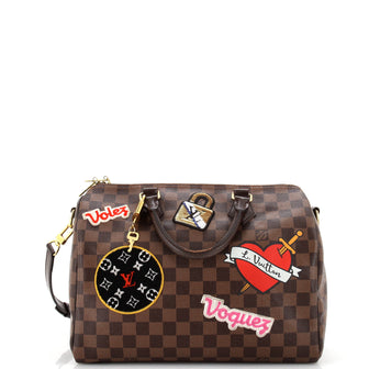 Louis Vuitton Speedy Bandouliere Bag Limited Edition Patches Damier 30