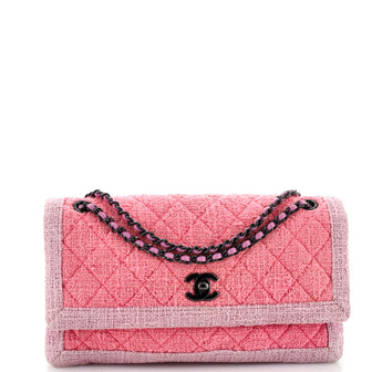 Chanel Two Tone Flap Bag Quilted Tweed Small