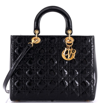 Christian Dior Lady Dior Bag Cannage Quilt Patent Large