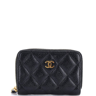 Chanel CC Zip Coin Purse Quilted Caviar Small