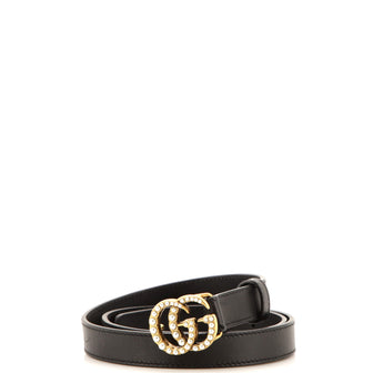 Gucci Pearly GG Marmont Belt Leather Thin