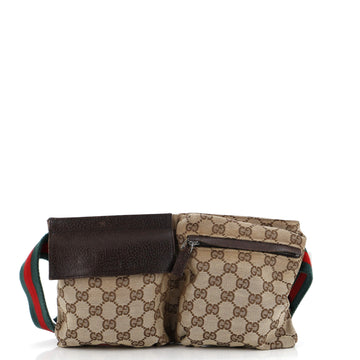 Gucci Vintage Double Belt Bag GG Canvas Small