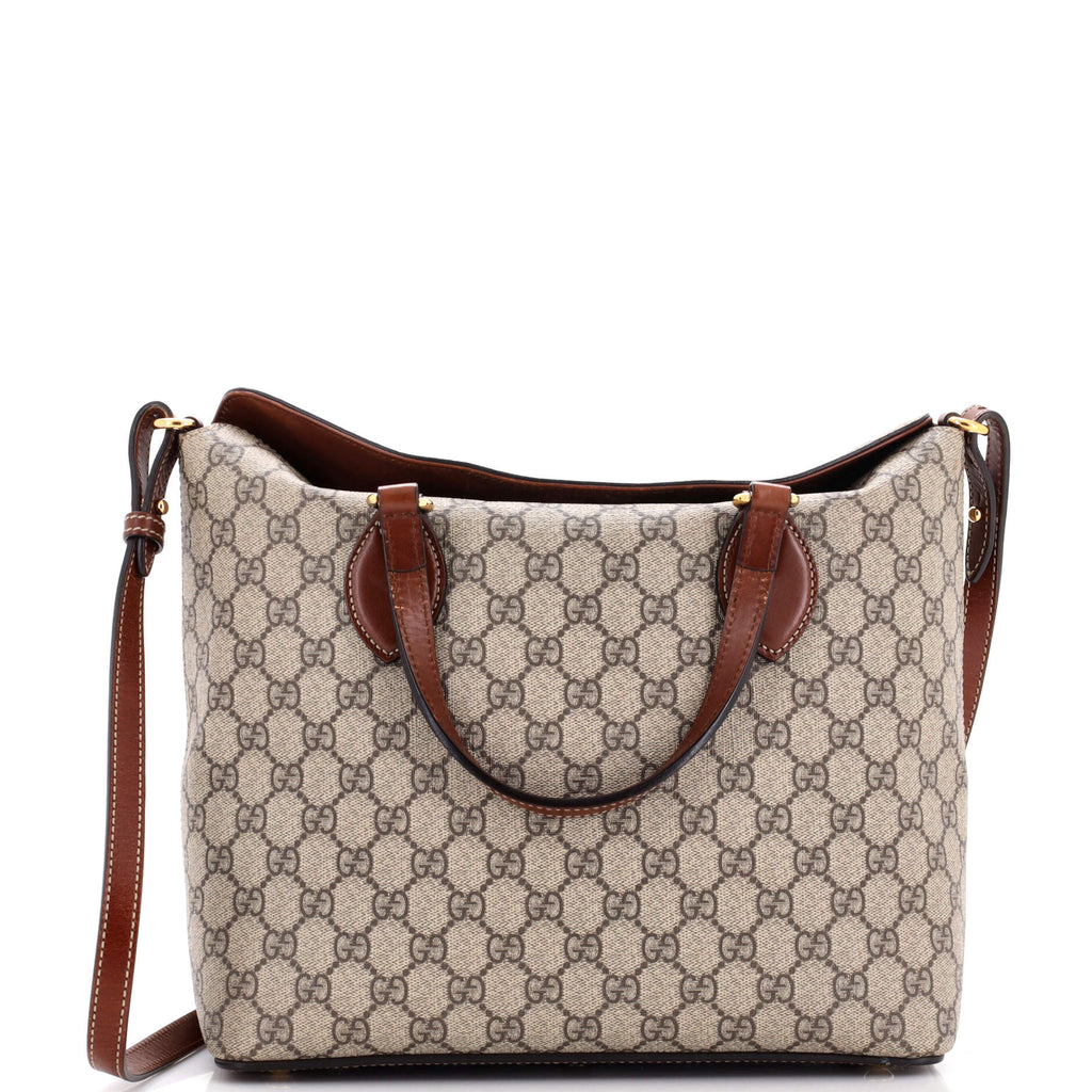 Gucci Signature Fold Over Tote GG Coated Canvas Medium Brown 2954052