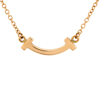 Tiffany & Co. T Smile Pendant Necklace 18K Rose Gold Mini