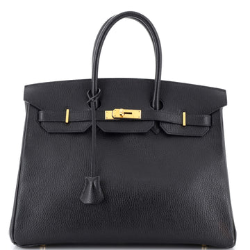Hermes Birkin Handbag Black Ardennes with Gold Hardware 35