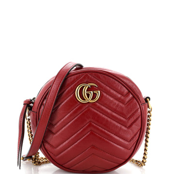 Gucci GG Marmont Round Shoulder Bag Matelasse Leather Mini