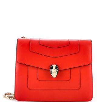 Bvlgari Serpenti Forever Square Shoulder Bag Leather Medium