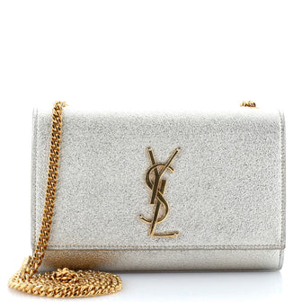 Saint Laurent Classic Monogram Crossbody Bag Metallic Leather Medium