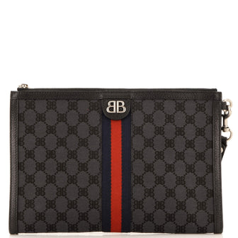 Balenciaga x Gucci The Hacker Project Web Wristlet Clutch BB Canvas
