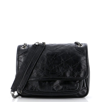 Saint Laurent Niki Chain Flap Bag Matelasse Chevron Leather Baby